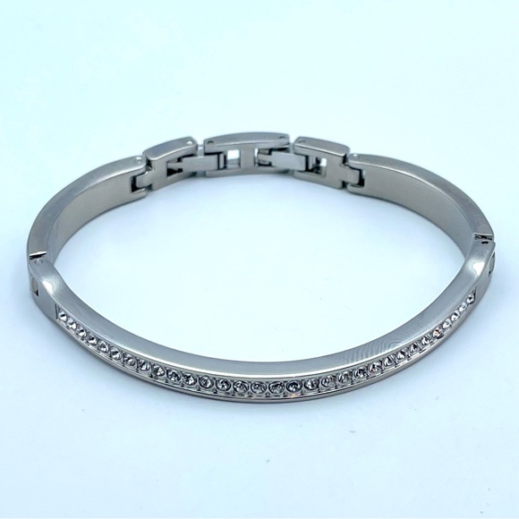 Anne Klein New York Silver-Tone Crystal Bar Link Bracelet